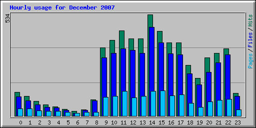 Hourly usage for December 2007
